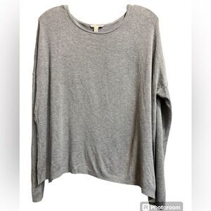 Eileen Fisher Torma Bateau Neck Box Slouchy Sweater Top in Gray Size Medium
